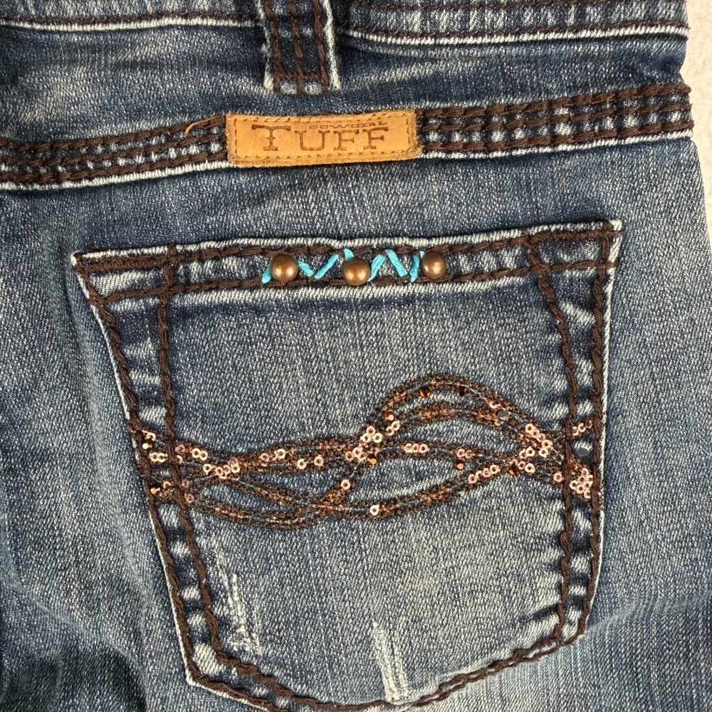 Cowgirl Tuff Co Jeans Womens 32 Blue Copper Bling Embellished Capri JCPBLC - Picture 5 of 11